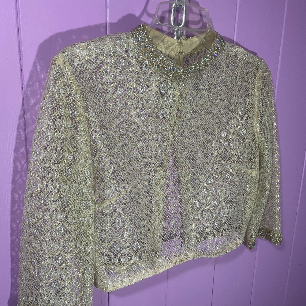 Gold Sequin Cropped Jacket